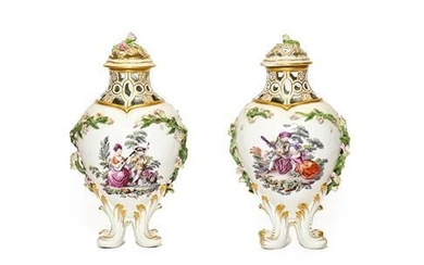 A Pair of Chelsea Gold Anchor Period Porcelain Baluster Vases...
