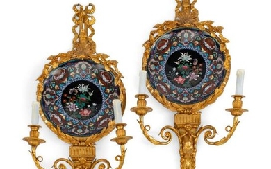 A Pair of Louis XV Style Cloisonne Enameled Gilt Bronze