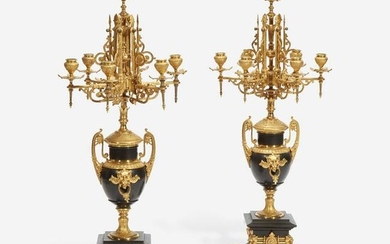 A Pair of Napoleon III Gilt-Bronze and Black Marble