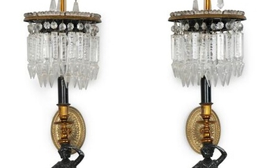 A Pair of Neoclassical Style Gilt Metal, Ebonized and