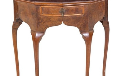 A Queen Anne Style Burl Walnut Occasional Table Height