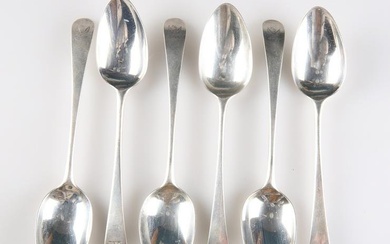 A RARE SET OF SIX GEORGE III SILVER DESSERT SPOONS