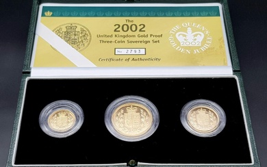 A Royal Mint 2002 Three Sovereign 22K Gold Proof...