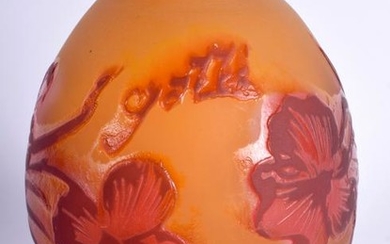 A SMALL GALLE STYLE CAMEO GLASS VASE decorated with