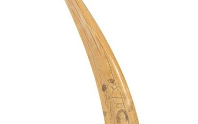 A Scrimshaw Walrus Tusk with Erotic Depictions