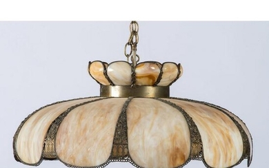 A Slag Glass Hanging Lampshade