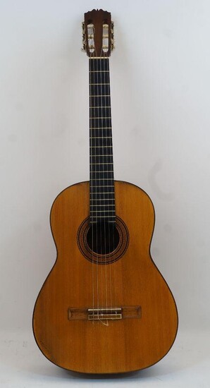 A Spanish acoustic guitar, by Anselmo Solar Gonzalez, Madrid, circa 1960s/70s, 99cm high, in associated case