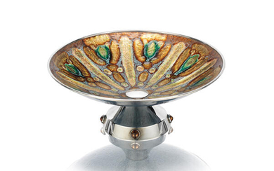 A Spanish silver and enamel bowl