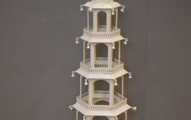 A WHITE PAINTED DECORATIVE PAGODA (120H CM)