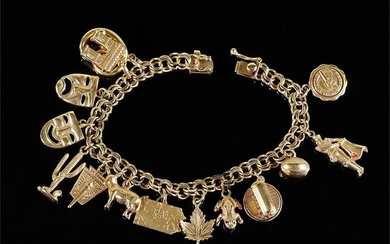 A Yellow Gold Charm Bracelet.