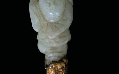 A carved jade figure, China, Qing Dynasty, 1800s