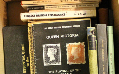 A collection of Great Britain stamp reference books, including volumes I-V of 'The Plating of t
