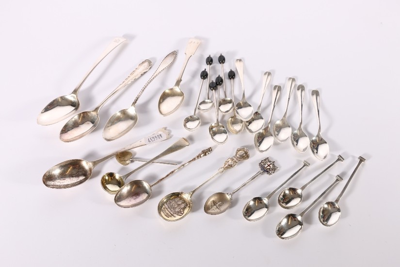 A collection of miscellaneous silver spoons including a silv...