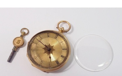 A continental 19th century 18 carat gold cased fob watch