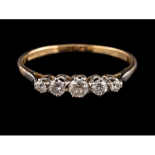 A diamond five stone ring,: set with five old brilliant cut ...