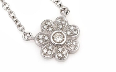 NOT SOLD. A diamond necklace with a pendant in the shape of a flower set with numerous diamonds weighing a total of app. 0.45 ct., mounted in 18k white gold. – Bruun Rasmussen Auctioneers of Fine Art