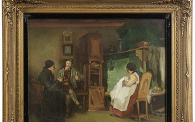 A genre scene with a Bavarian family, German, 19th