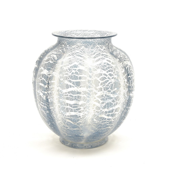 A grey/blue glass Unica vase (A81), with crackle...