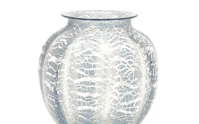 A grey/blue glass Unica vase (A81), with crackle...