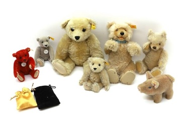A group of six Steiff teddy bears