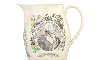 A large creamware jug, circa 1800