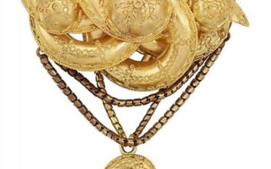 A mid 19th century gold brooch, the...