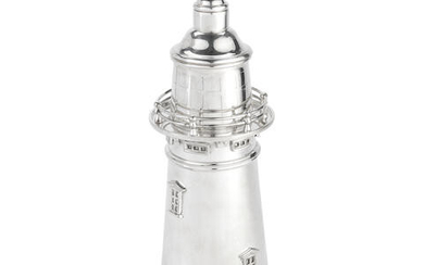 A modern plated 'lighthouse' cocktail shaker