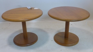 A pair of 20th century teak lamp tables, H.44 D.54cm