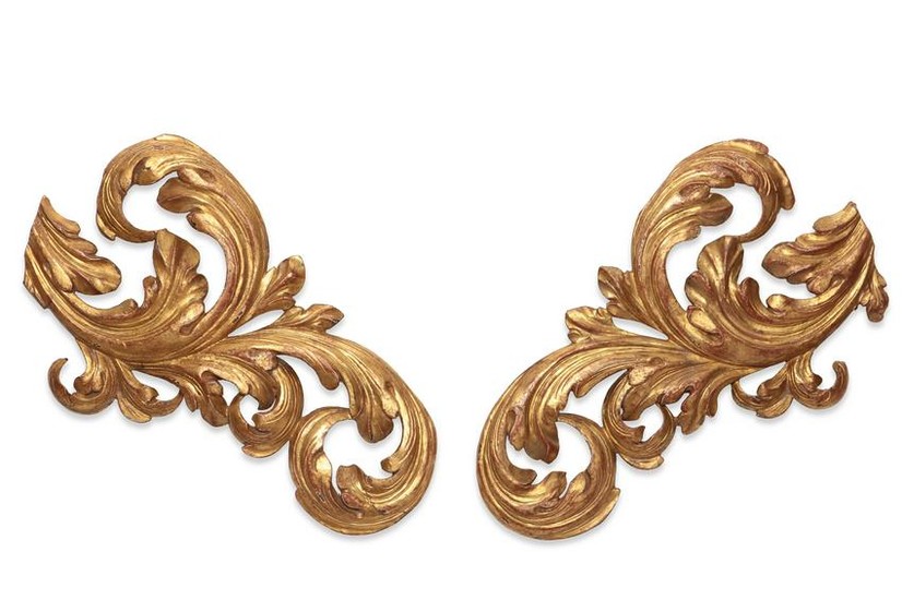 A pair of Baroque style giltwood wall appliques