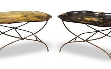 A pair of Continental tole ware shaped...