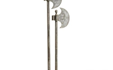 A pair of Persian all-metal axes, 19th century