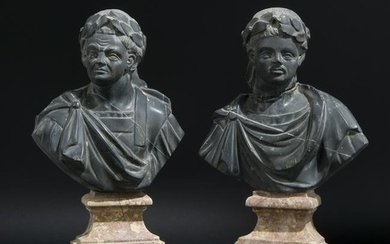 A pair of busts of emperors Tito and Domiziano