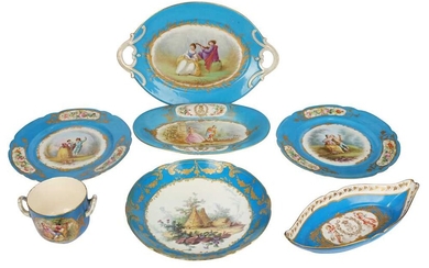 A pair of late 19th/early 20th century Sevres style porcelain plates