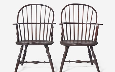 A pair of painted sack-back Windsor armchairs, Philadelphia, PA or New Jersey, late 18th century