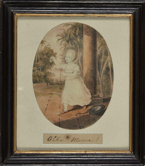 A portrait of Patrick Francis Campbell Johnston (1802-1892) son of Sir Alexander Johnston (1775-1849), gouache on oval paper, with watermark of 1810 to reverse of portrait and inscription "Hillerman" to reverse, mounted, glazed and framed, portrait...