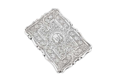 A private collection of card cases, lot 37-52: A Victorian sterling silver card case, Birmingham 1871 no makers mark