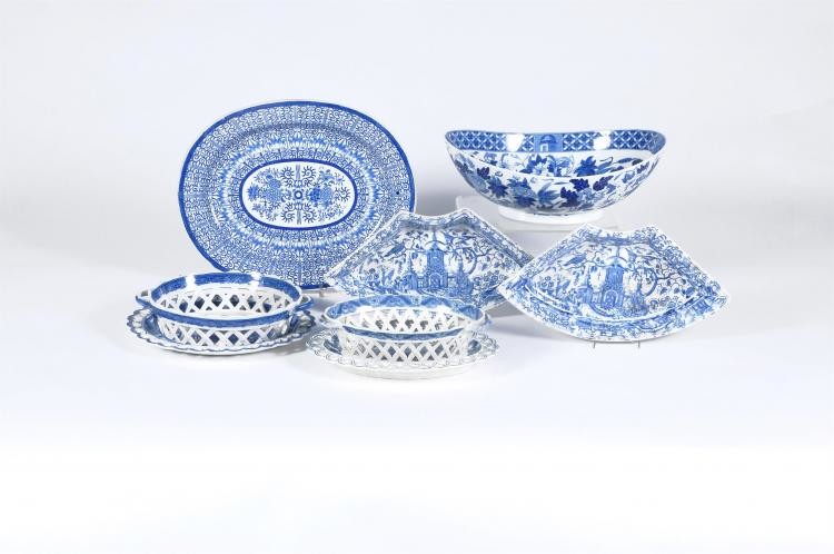 A selection of assorted Staffordshire blue and white printed pottery