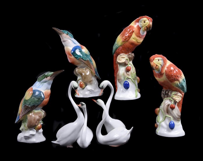 A selection of modern Herend porcelain birds