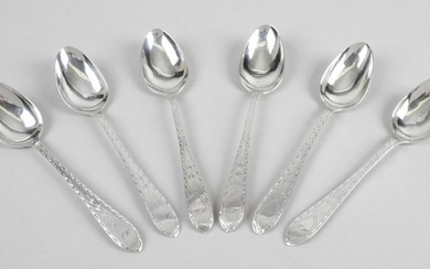 A set of six teaspoons, probably German, each with