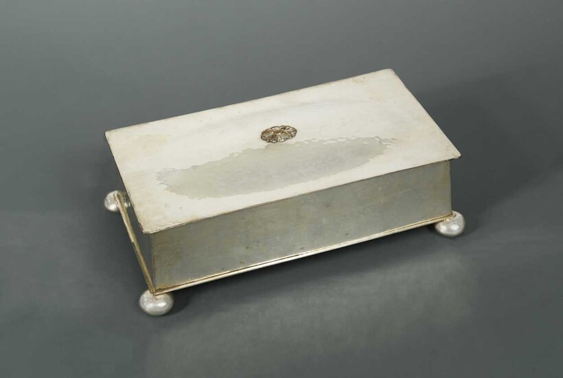 A silver plated 'Arts & Crafts' table inkstand