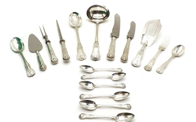 A small collection of silver King's pattern flatware