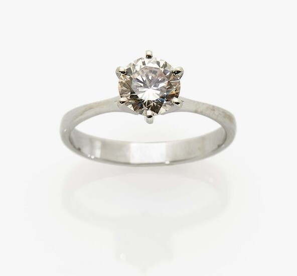 A solitaire brilliant cut diamond ring