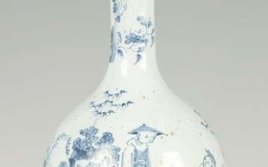 AN 18TH CENTURY BLUE AND WHITE DELFT BOTTLE VASE with
