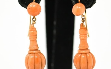 ANTIQUE 18K ROSE GOLD & CORAL EARRINGS