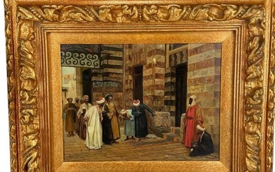 ANTIQUE ORIENTALIST OIL PAINTING ON BOARD