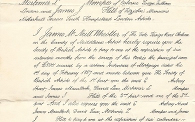 ART - WHISTLER James McNeill (1834 - 1903) - Document signed