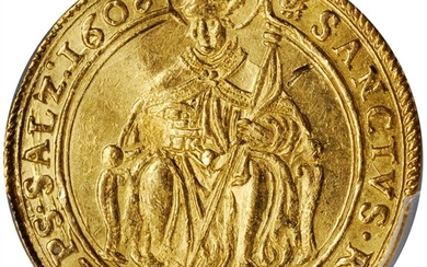 AUSTRIA. Salzburg. 2 Ducats, 1608. Archbishop Wolf Dietrich von Raitenau. PCGS Genuine--Scratch, AU Details Gold Shield.