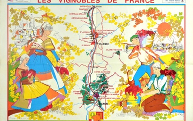 Advertising Poster Cotes Du Rhone Vineyards France French Wine...