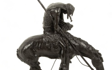 After James Earle Fraser (American, 1876-1953) Bronze Sculpture, "End of the Trail", H 20" W 4.5" L