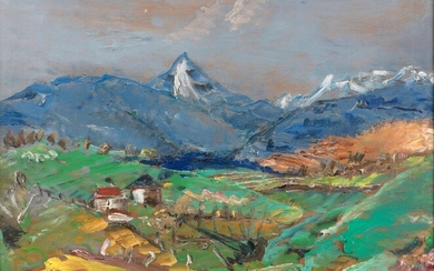 Alexis GRITCHENKO (1883-1977). Le Mont Cervin depuis la vallée Huile sur panneau. Signé en bas...